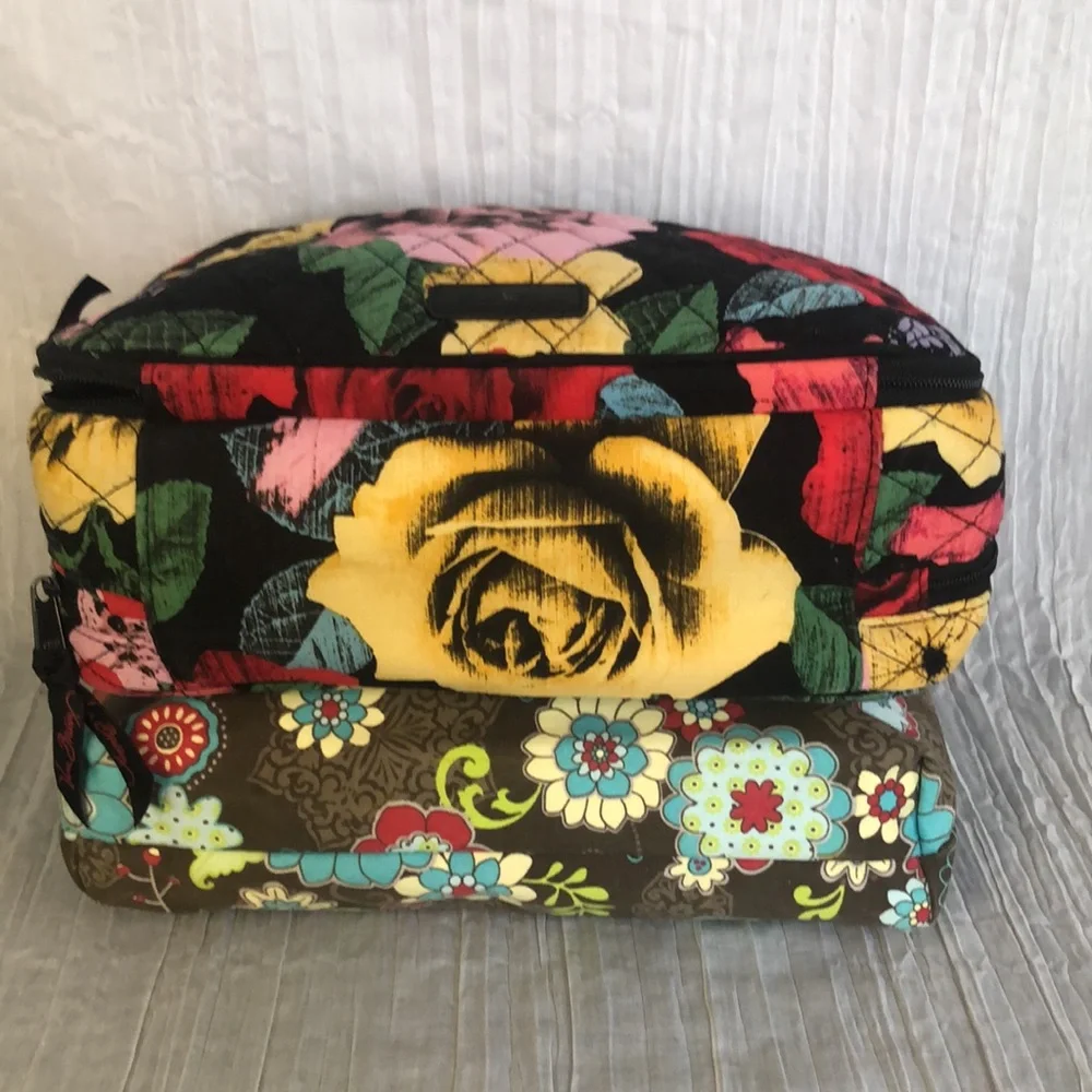 VERA BRADLEY large Havanna Rose  & THIRTY ONE make up case cosmetic travel bags